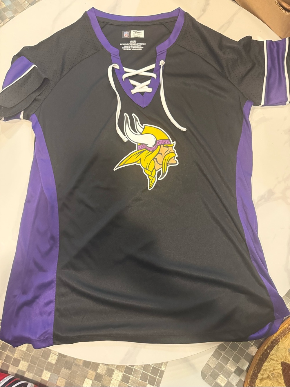 NFL Minnesota Vikings Black & Purple Lace-Up Women's Jersey Top